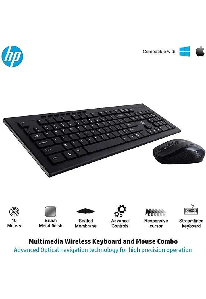 كيبورد لوحة مفاتيح مع ماوس HP WIRELESS KEYBOARD & MOUSE CS10 BLACK COMBO