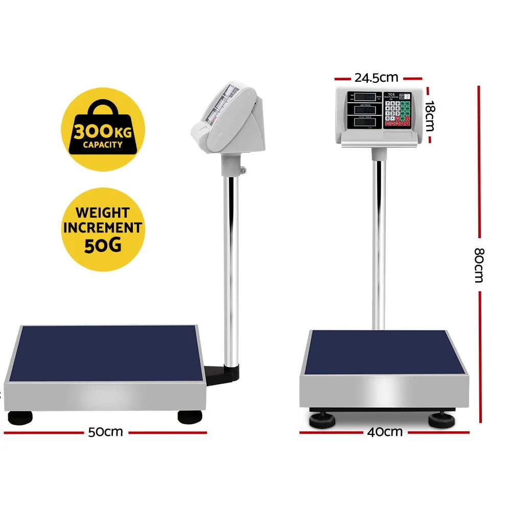 300KG Digital Platform Scale, LCD, Stainless Steel - Emajin