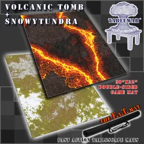 30x22" Dbl Sided 'Snowy Tundra'   'Volcanic Tomb' F.A.T. Mat Gaming Mat