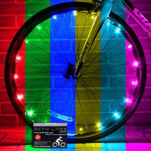 Activ Life Bicycle Spoke Lights (2 Tires, Color-Changing) Fun Accessory for Cool Beach Cruisers, Top Mountain, BMX Trick, Road, Recumbent, Commuting, Tandem, Kids & Folding Bike Best Wheel Lights