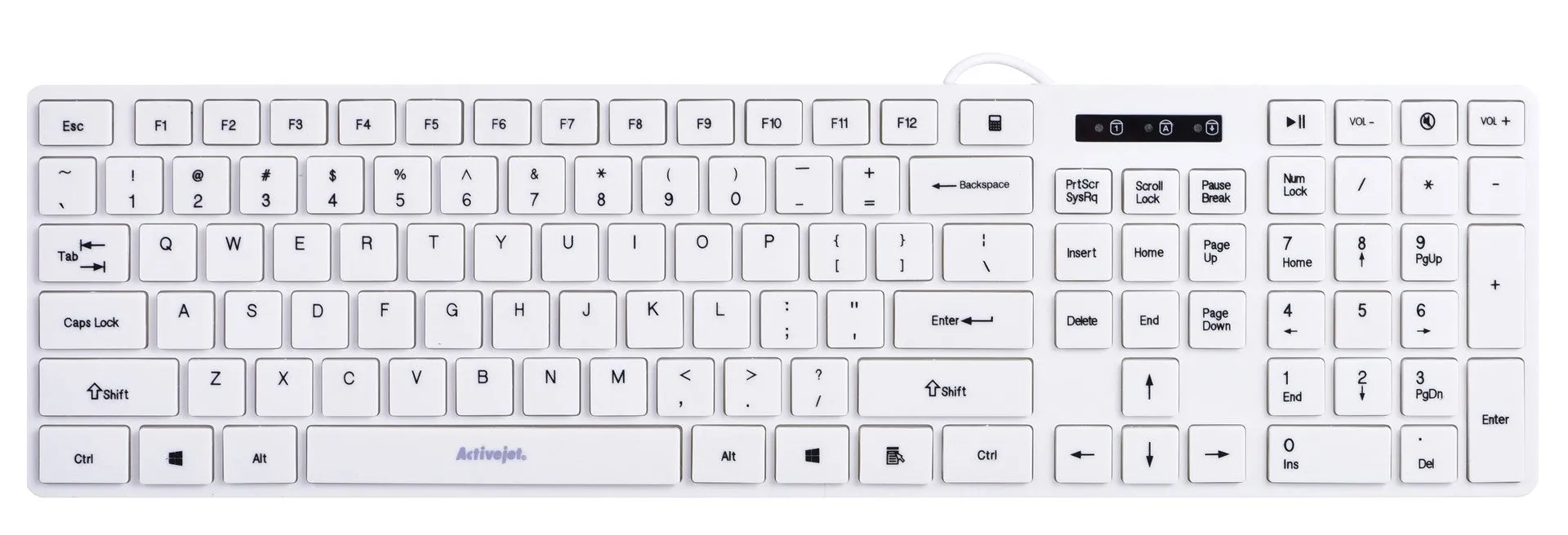 Activejet K-3066Sw Usb Wired Keyboard, White