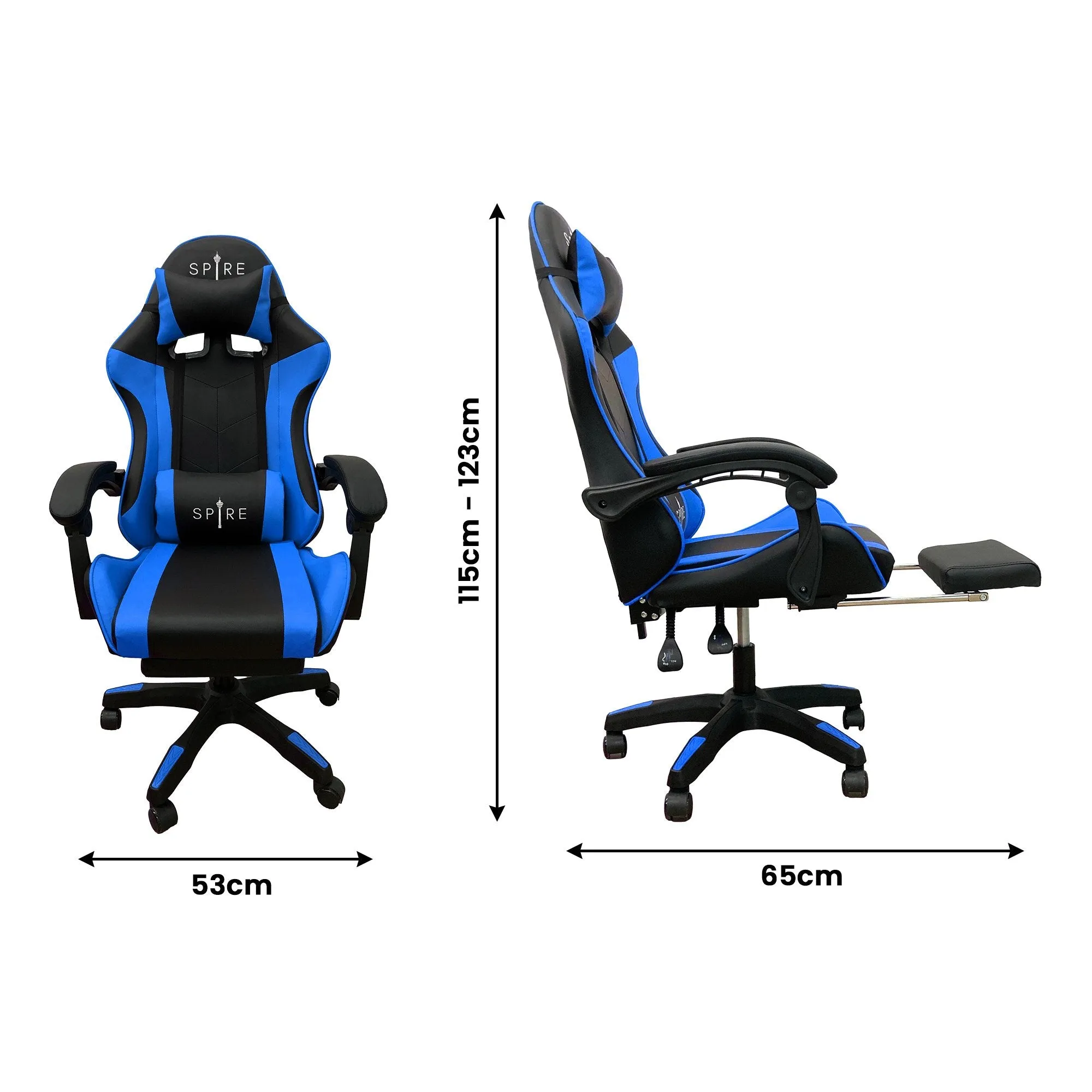 Adjustable Reclining Gaming/Office Chair with Armrests, Footrest - Intex Spire Zinc