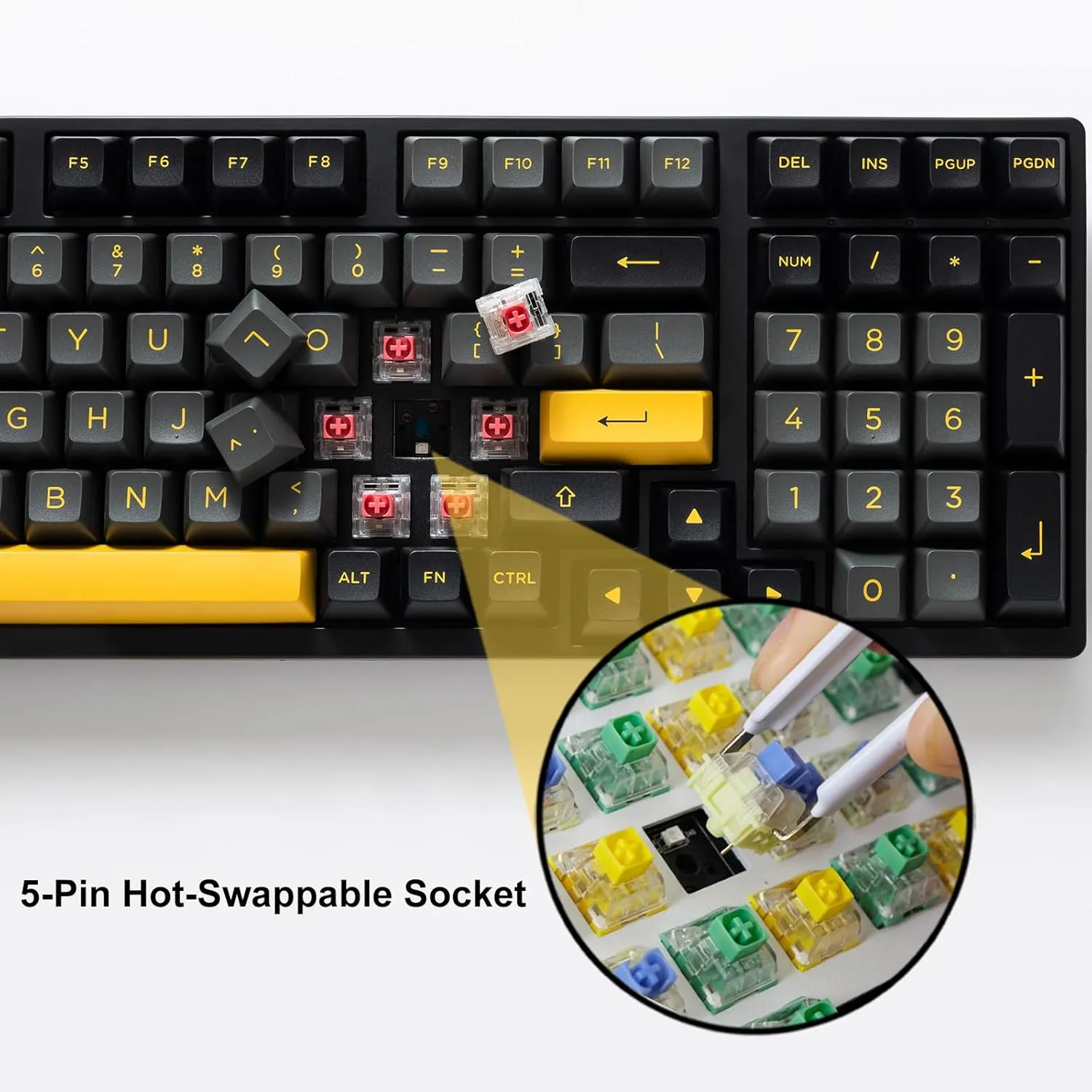 Akko Black & Gold 3098B Plus Hot-swappable Wireless Mechanical Keyboard with RGB Backlight, PBT Keycaps