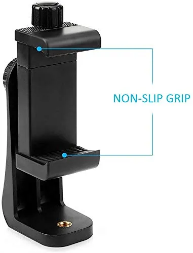 Alphx Universal Smartphone Tripod Cell Phone Holder Mount Adapter Set, Fits iPhone, Samsung, and All Phones, Rotates Vertical and Horizontal with Adjustable Clamp, Includes Mini Tripod