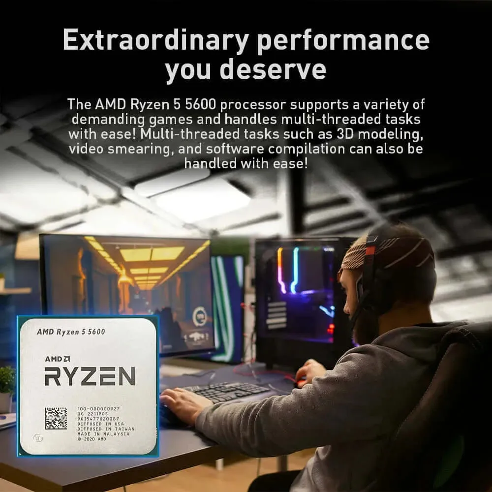 AMD New Ryzen 5 5600 R5 5600 CPU Game Processor Socket AM4 6-Core