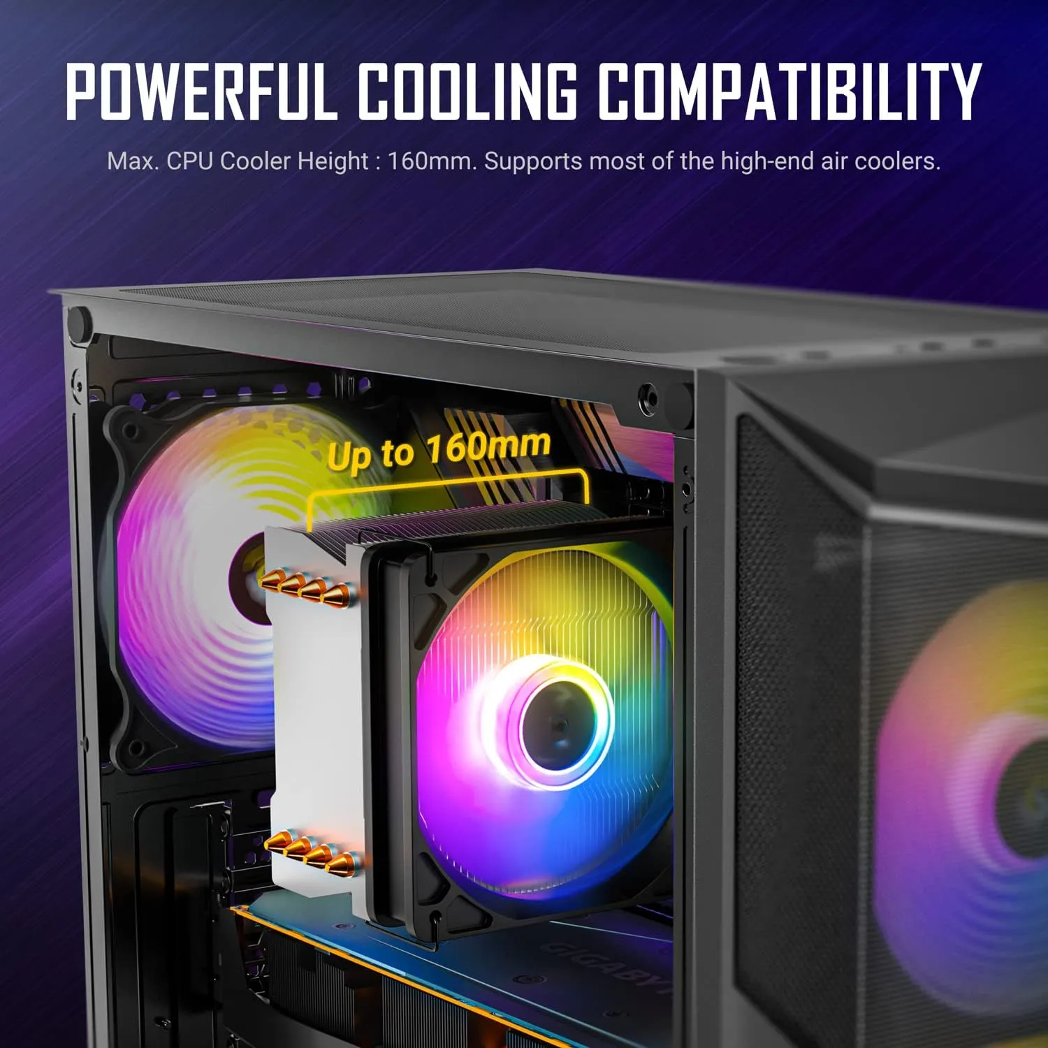 Antec AX61 Elite Gaming PC Case w/ Glass Window, ATX, Mesh Front, 4 ARGB Fans, LED Control Button