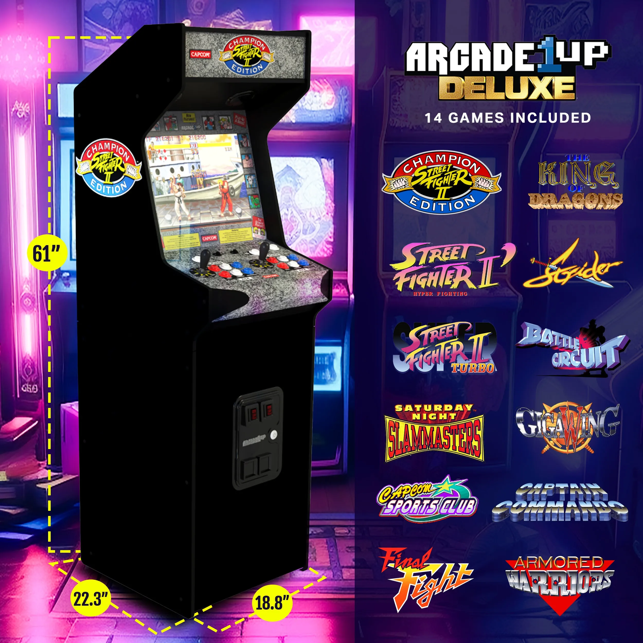 Arcade1Up Street Fighter II Deluxe 5ft Stand-Up Cabinet Arcade Machine (Used)