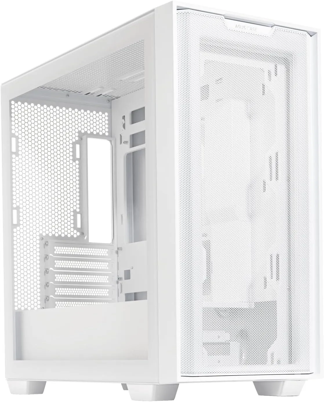 Asus A21 Gaming PC Case w/ Glass Window, Micro ATX, Mesh Front, 380mm GPU & 360mm Radiator Support, White