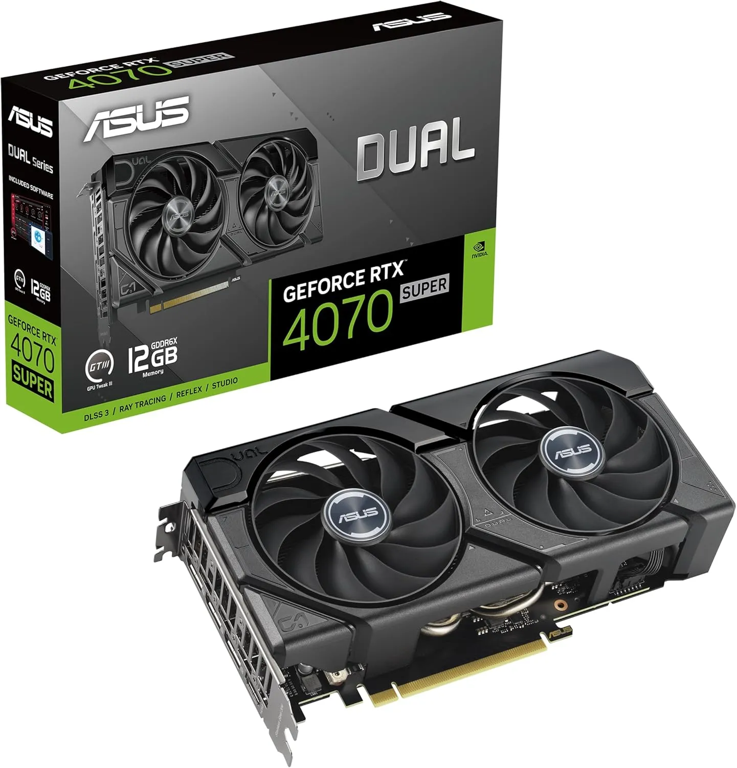 Asus Dual RTX 4070 Super EVO Gaming Graphics Card, PCIe4, 12GB DDR6X, HDMI, 3 DP, 2505MHz Clock