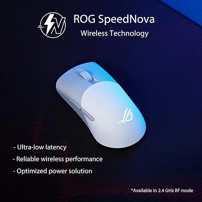 Asus ROG Keris Wireless Mouse: Triple Connectivity, 36K DPI, 5 Buttons, SpeedNova, Replaceable Switches, Paracord,white.