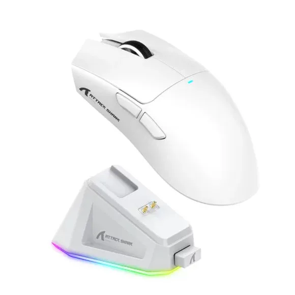 ATTACK SHARK X11 White Wireless Gaming Mouse with Charging Dock