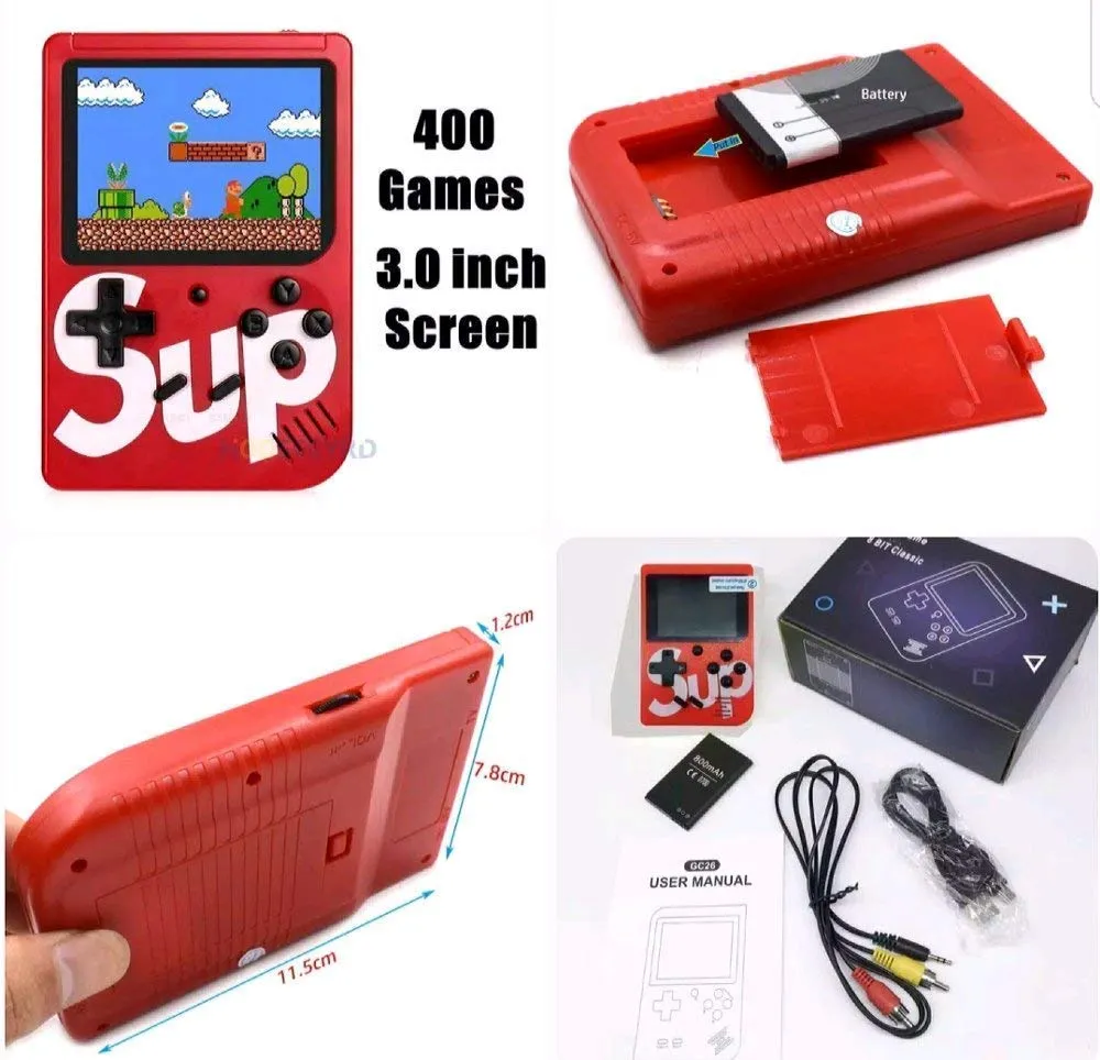 AWANI TRENDS Video Game for Kids SUP 400 in 1 Retro Game Box Console Handheld Game Box with TV Output & with Controller Gaming Console (Sup Game 400 in one Box)