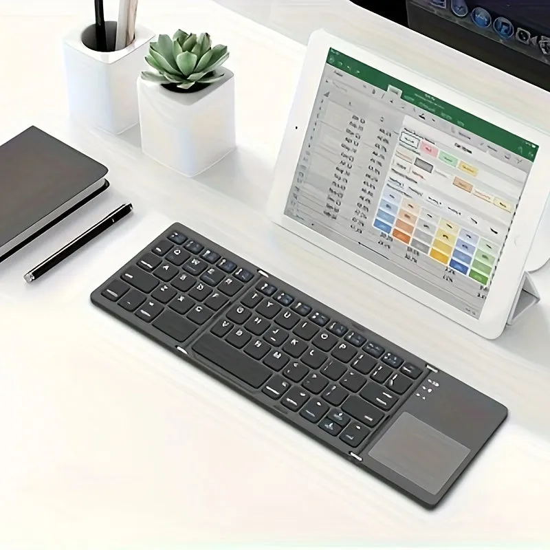 B033 Wireless Three Fold Keyboard For Computer Office Mute Ultra-thin Portable Keyboard Three System With Touchpad, Very Suitable For Android/IOS/Windows/Mac And Other Systems