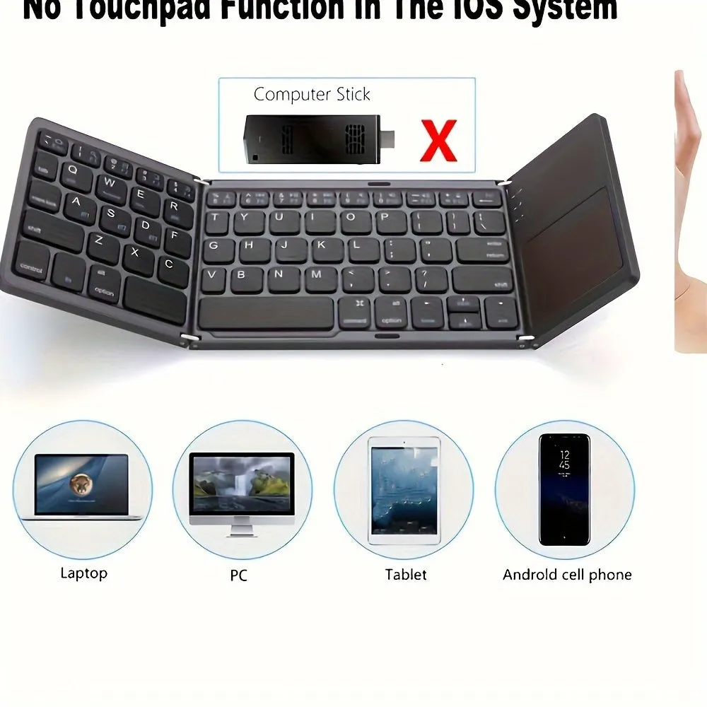 B033 Wireless Three Fold Keyboard For Computer Office Mute Ultra-thin Portable Keyboard Three System With Touchpad, Very Suitable For Android/IOS/Windows/Mac And Other Systems