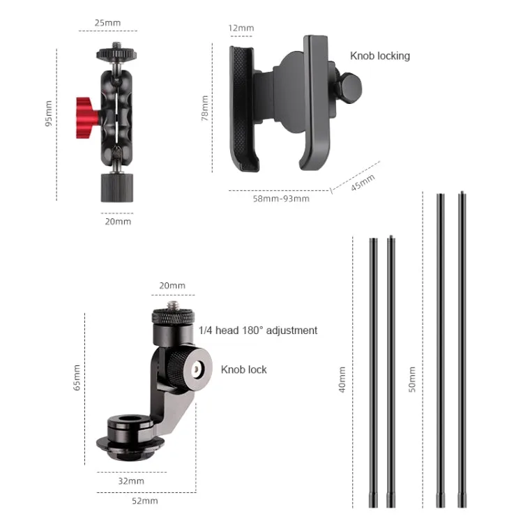 Bicycle Handlebar Holder Stem Bracket 50cm Rod Set