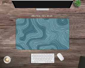 Blue Topography Deskmat - Geography mousepad - Gamer Aesthetic Mouse pad - Versatile Desk Mat - High-quality, Multipurpose - Gaming Desk Mat