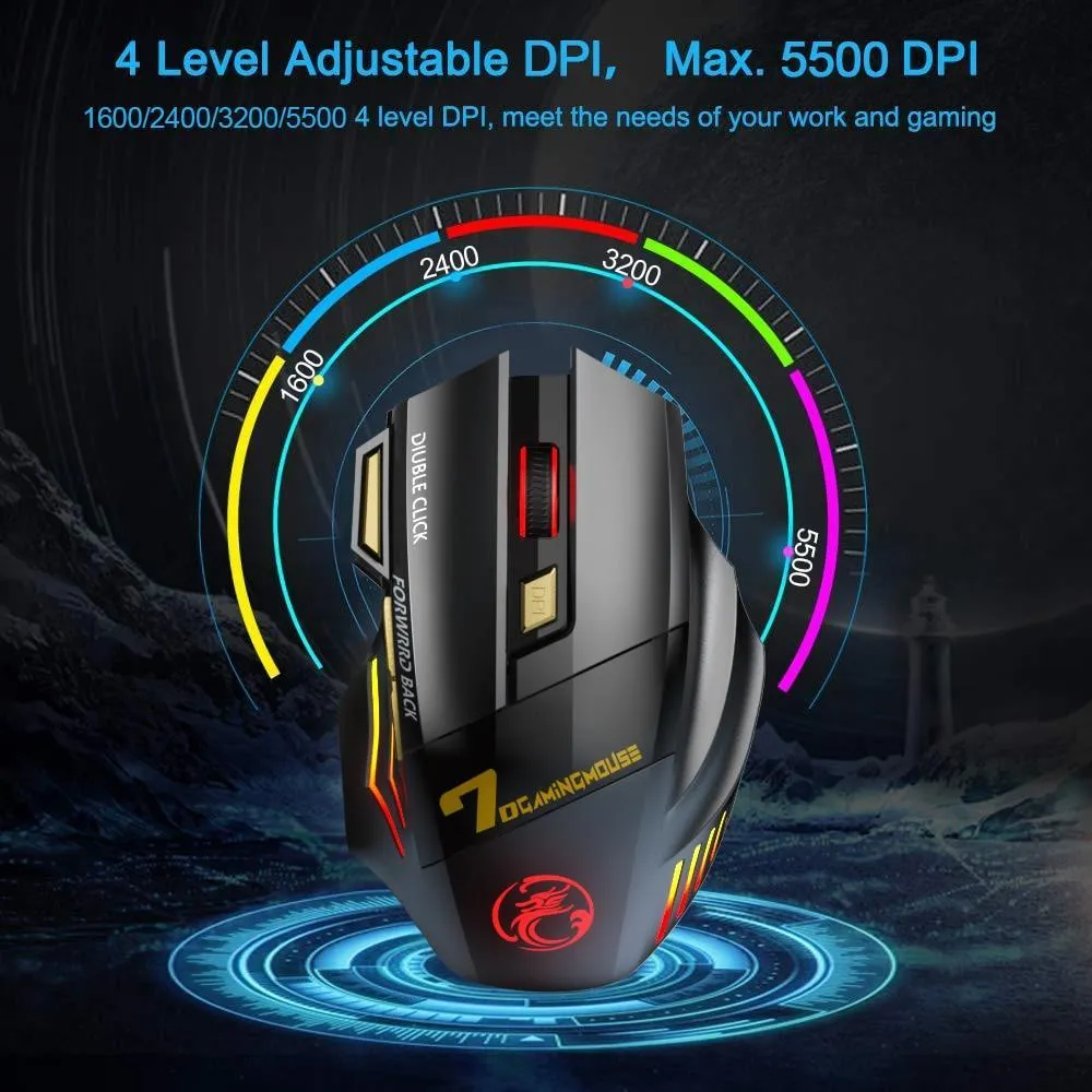 Bluetooth Wireless Silent Ergonomic Gaming Mouse