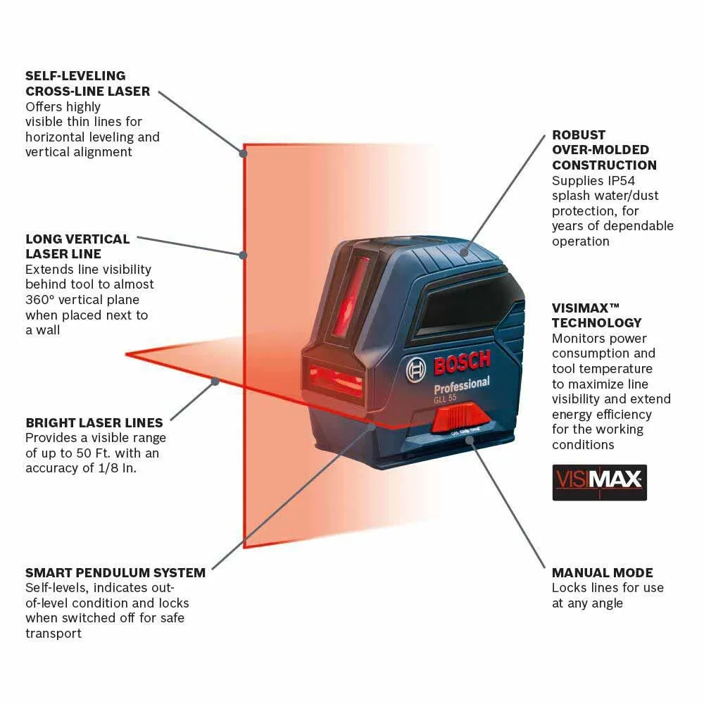 Bosch GLL 55 Self-Leveling Cross-Line Laser