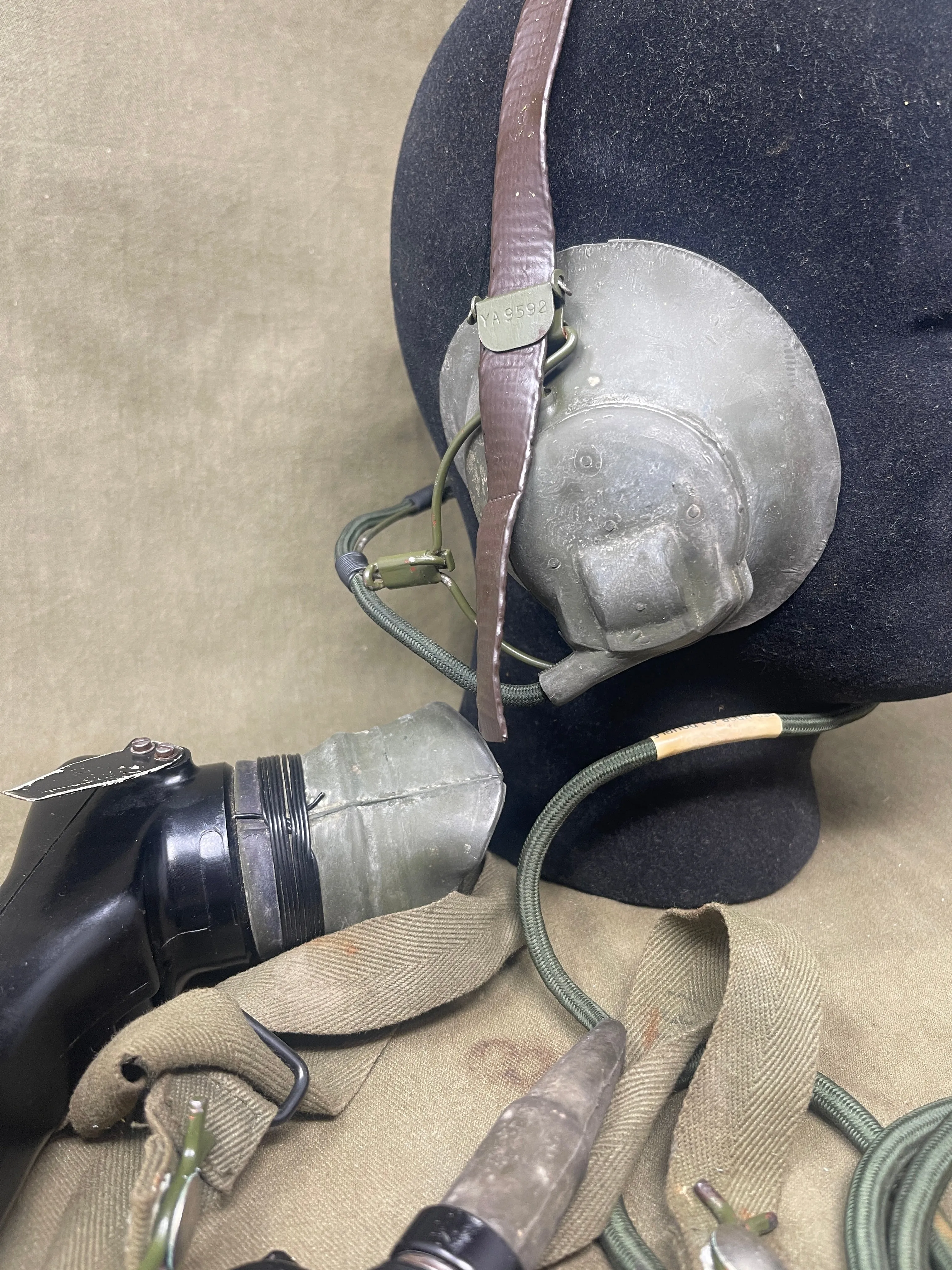 British Army, c1960, Larkspur A41 Tank Commanders Communications Headset and Handheld push-to-talk (PTT) Microphone