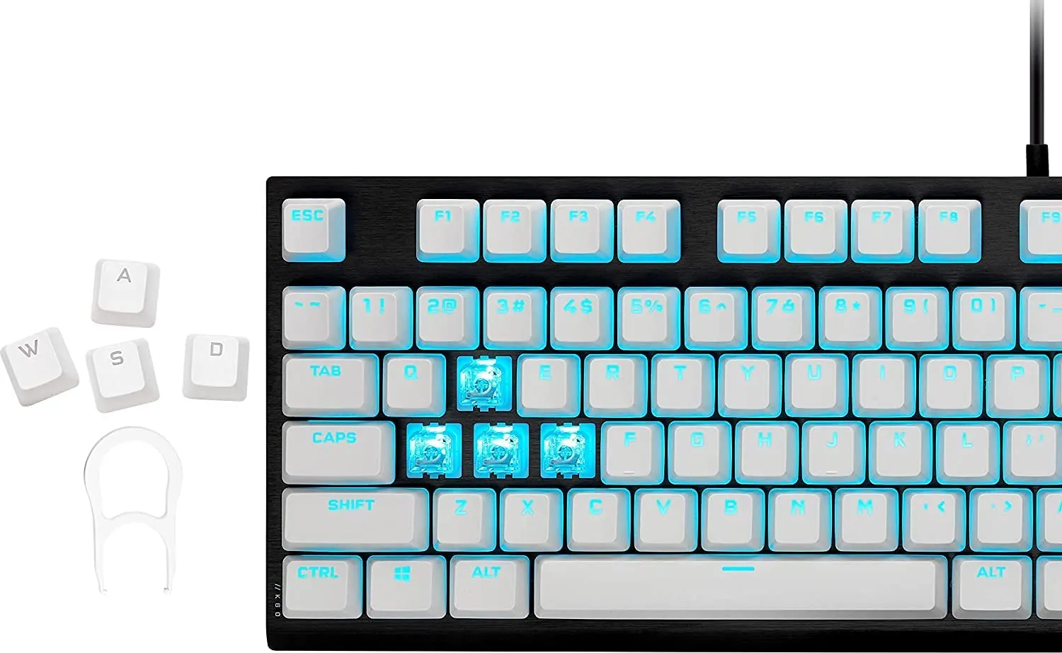 Corsair Keycap PBT Double-Shot PRO Keycap Mod Kit – Double-Shot PBT Keycaps – Standard Bottom Row – Textured Surface - (Arctic White)