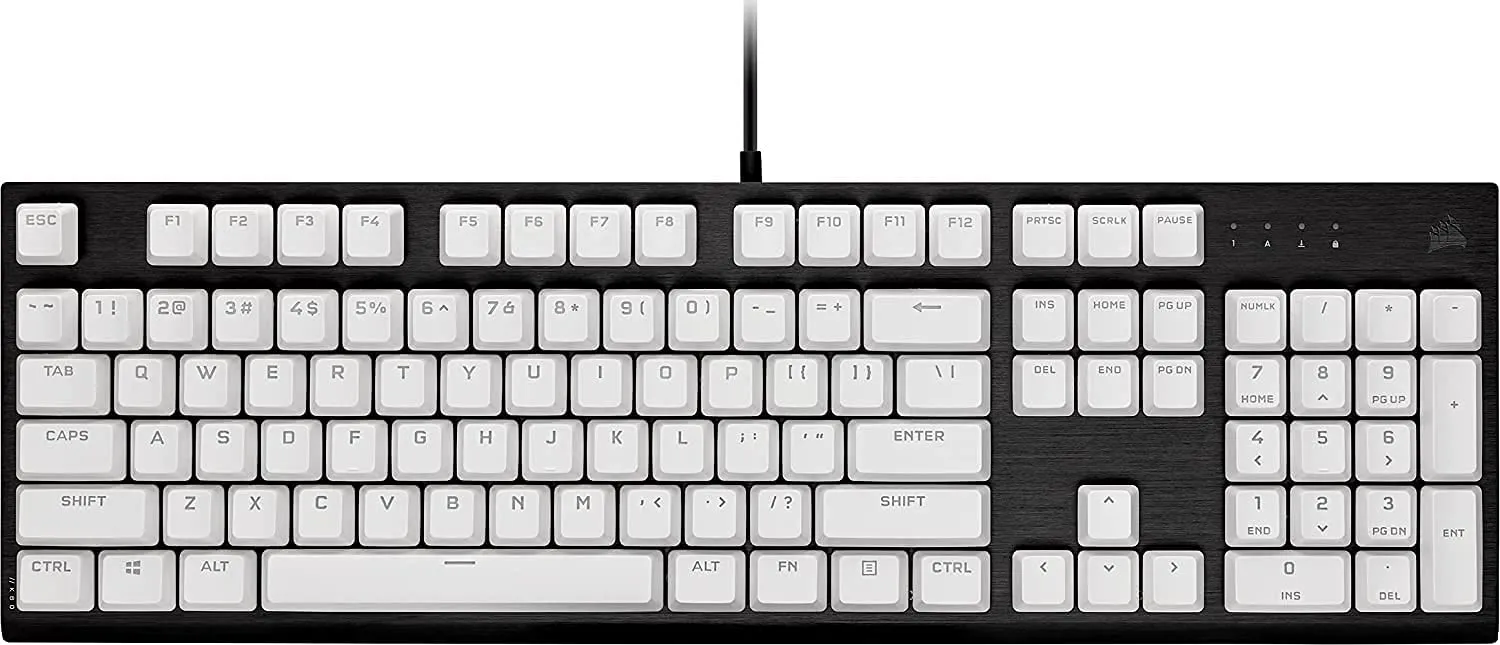 Corsair Keycap PBT Double-Shot PRO Keycap Mod Kit – Double-Shot PBT Keycaps – Standard Bottom Row – Textured Surface - (Arctic White)