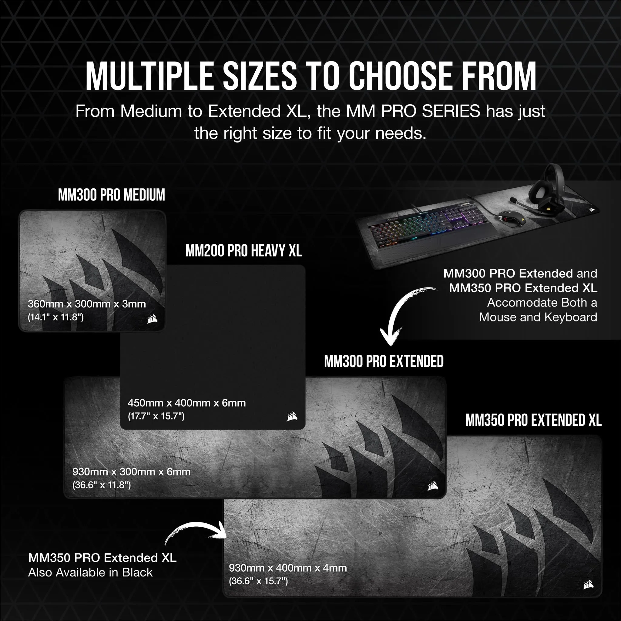 Corsair MM350 PRO Premium Spill-Proof Cloth Gaming Mouse Pad  Extended XL (Black)