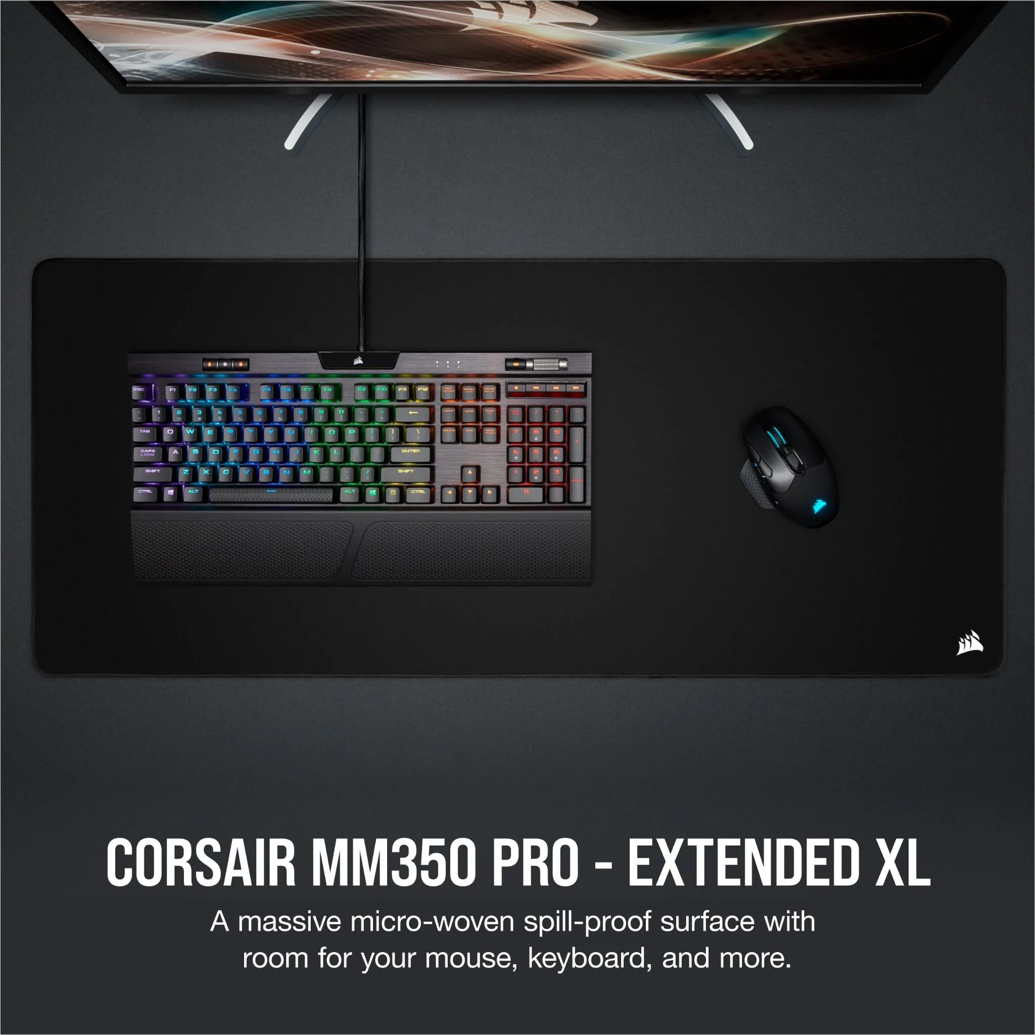 Corsair MM350 PRO Premium Spill-Proof Cloth Gaming Mouse Pad  Extended XL (Black)