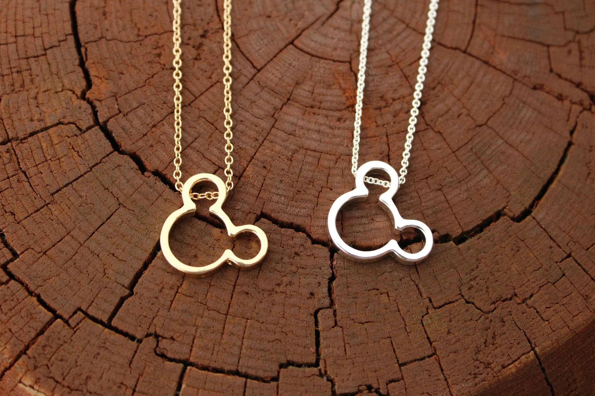 Dainty Mouse Ears Necklace | Mickey Minnie Gold Silver