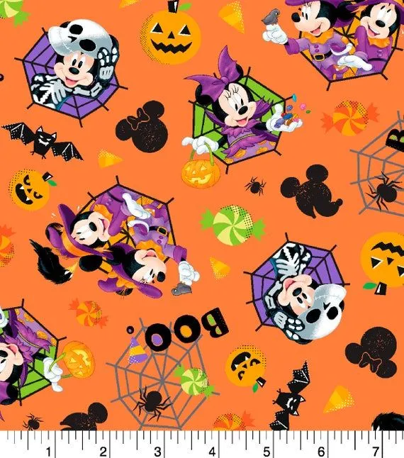 Disney Mickey and Minnie Mouse Feeling Spooky Fabric by the yard