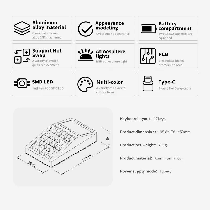 DOIO KB17-B01 QMK/VIA Macro Keyboard Dual-mode Mechanical Keyboard Kit