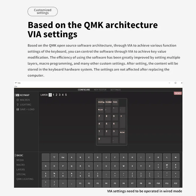 DOIO KB17-B01 QMK/VIA Macro Keyboard Dual-mode Mechanical Keyboard Kit