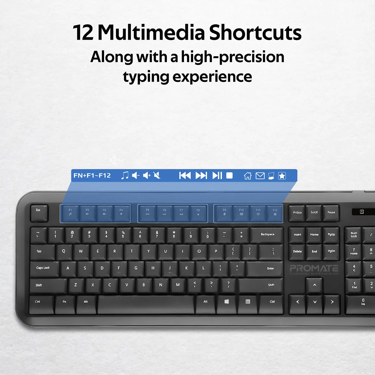 Dual Interface Full Size Wireless Keyboard & Mouse Combo