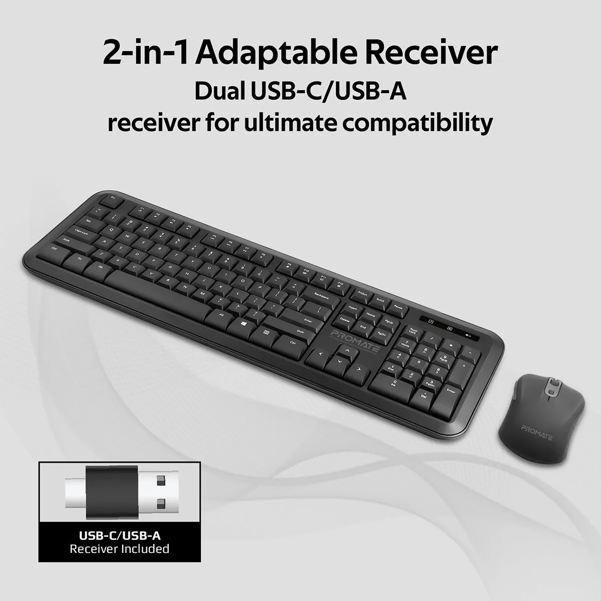 Dual Interface Full Size Wireless Keyboard & Mouse Combo