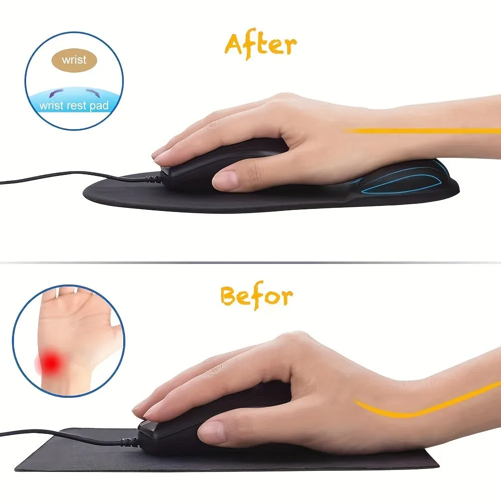 Ergonomic Mouse Pad with Gel Wrist Support for Office or Gaming