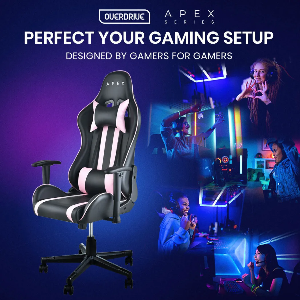 Ergonomic Pink Reclining Gaming Chair with Lumbar Support - Overdrive