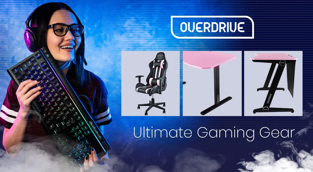 Ergonomic Pink Reclining Gaming Chair with Lumbar Support - Overdrive