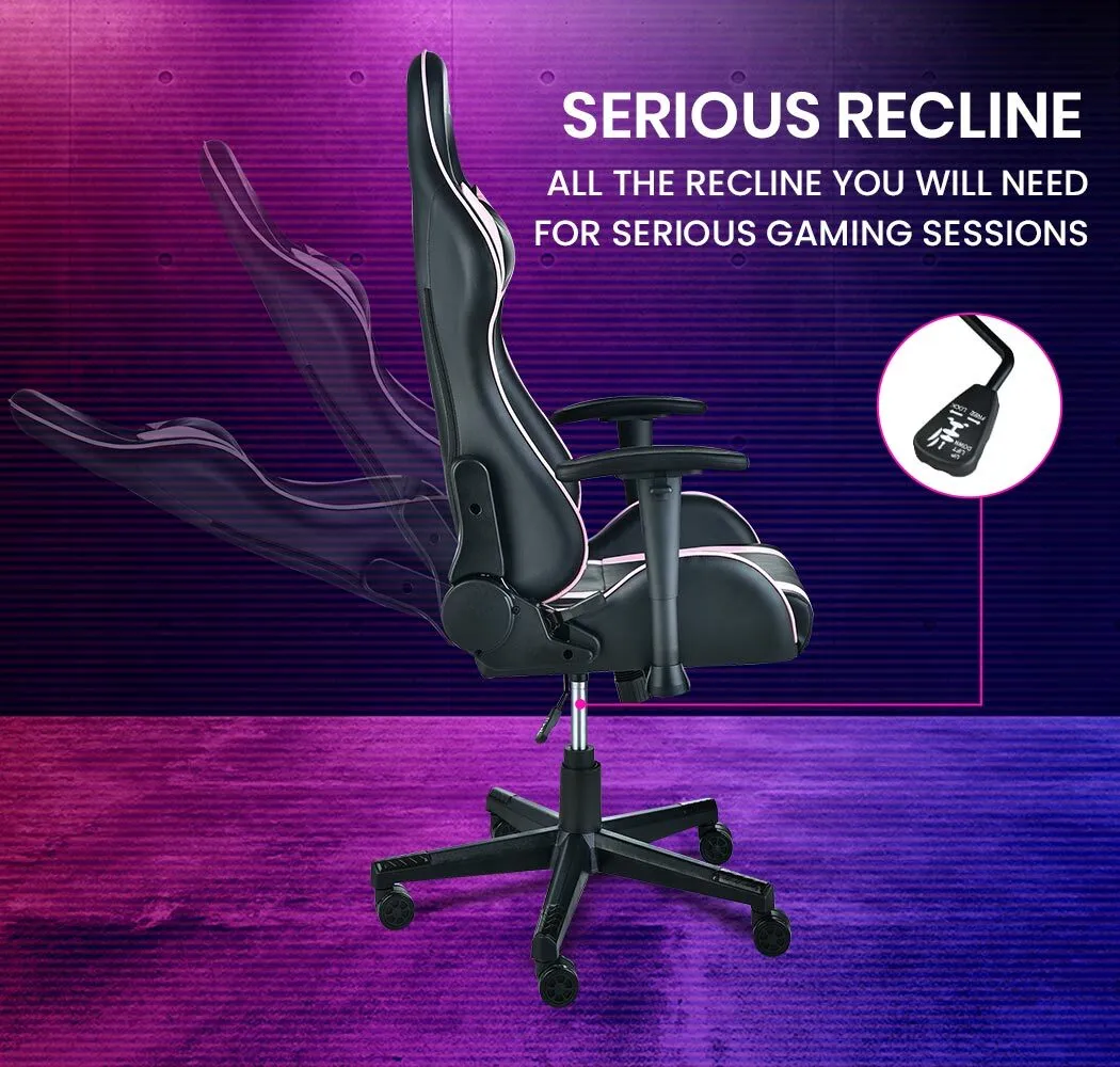 Ergonomic Pink Reclining Gaming Chair with Lumbar Support - Overdrive