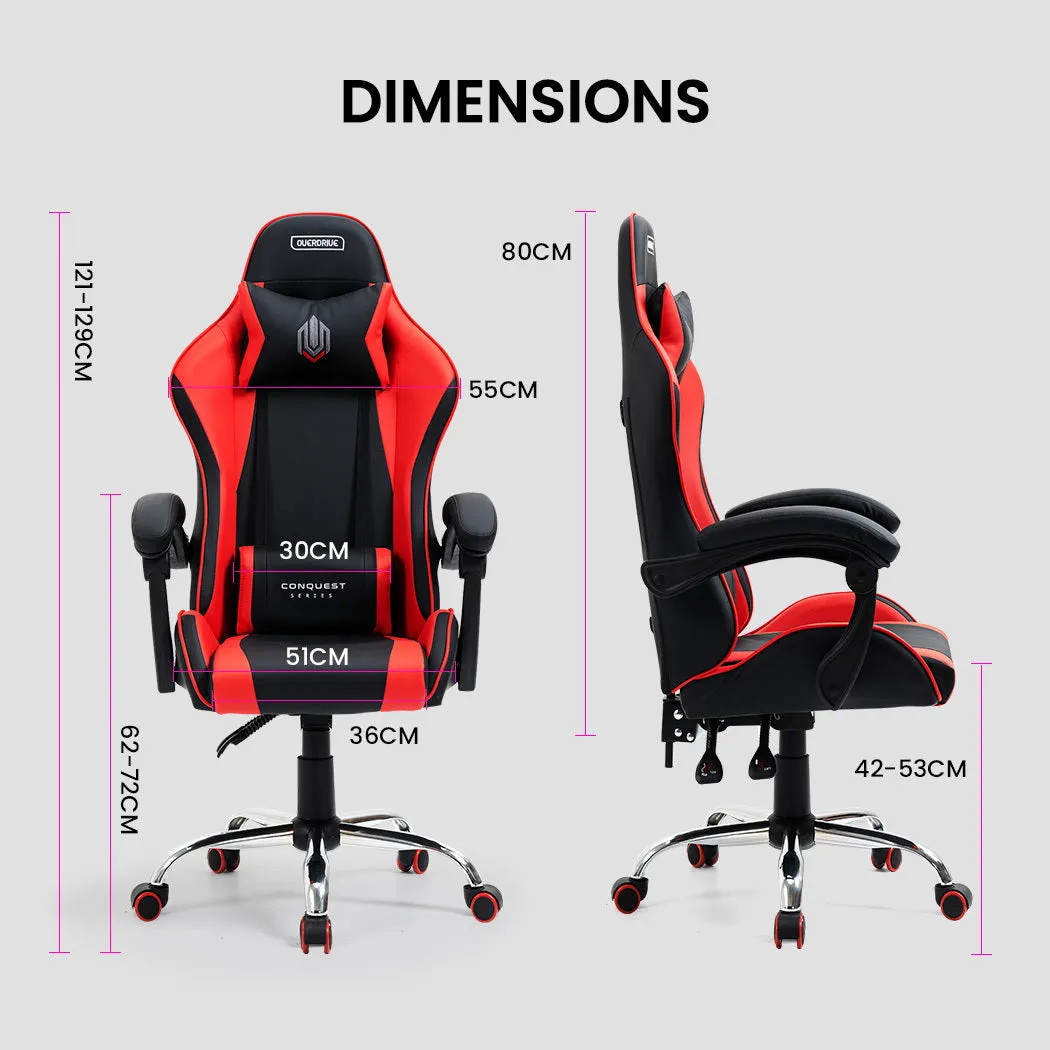 Ergonomic Reclining Gaming Chair with Lumbar & Neck Support, Overdrive