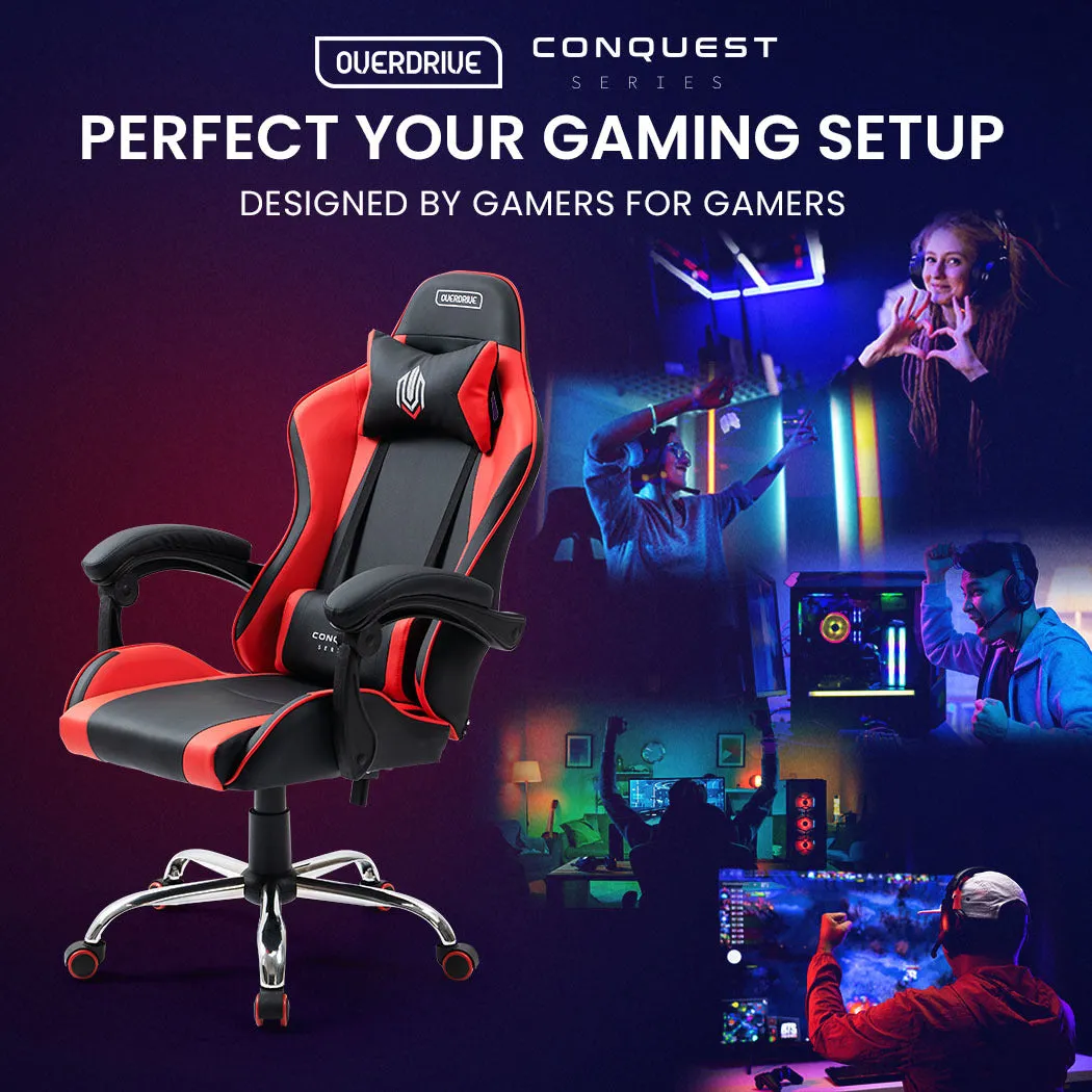 Ergonomic Reclining Gaming Chair with Lumbar & Neck Support, Overdrive