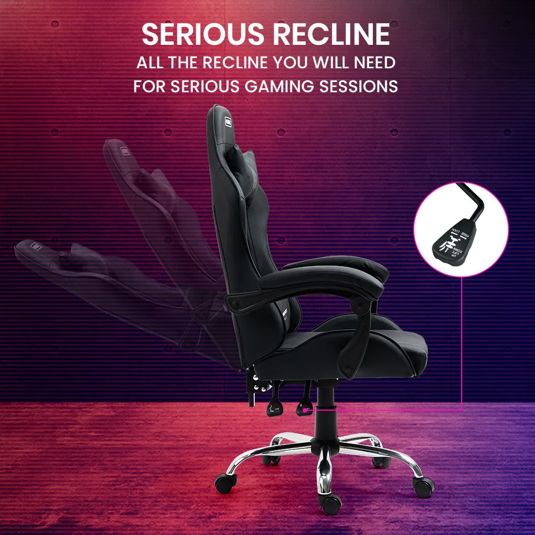 Ergonomic Reclining Gaming Chair with Lumbar Neck Pillows - Overdrive