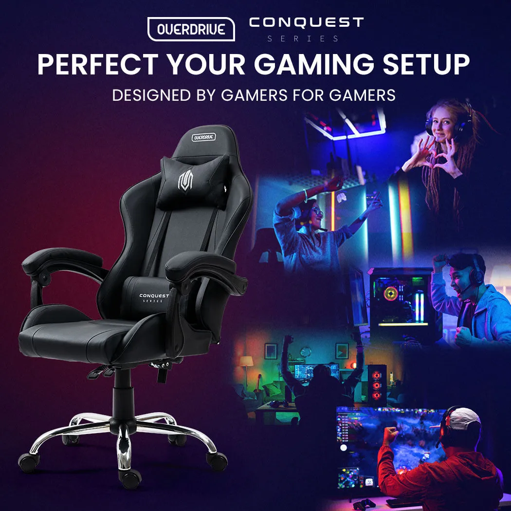 Ergonomic Reclining Gaming Chair with Lumbar Neck Pillows - Overdrive