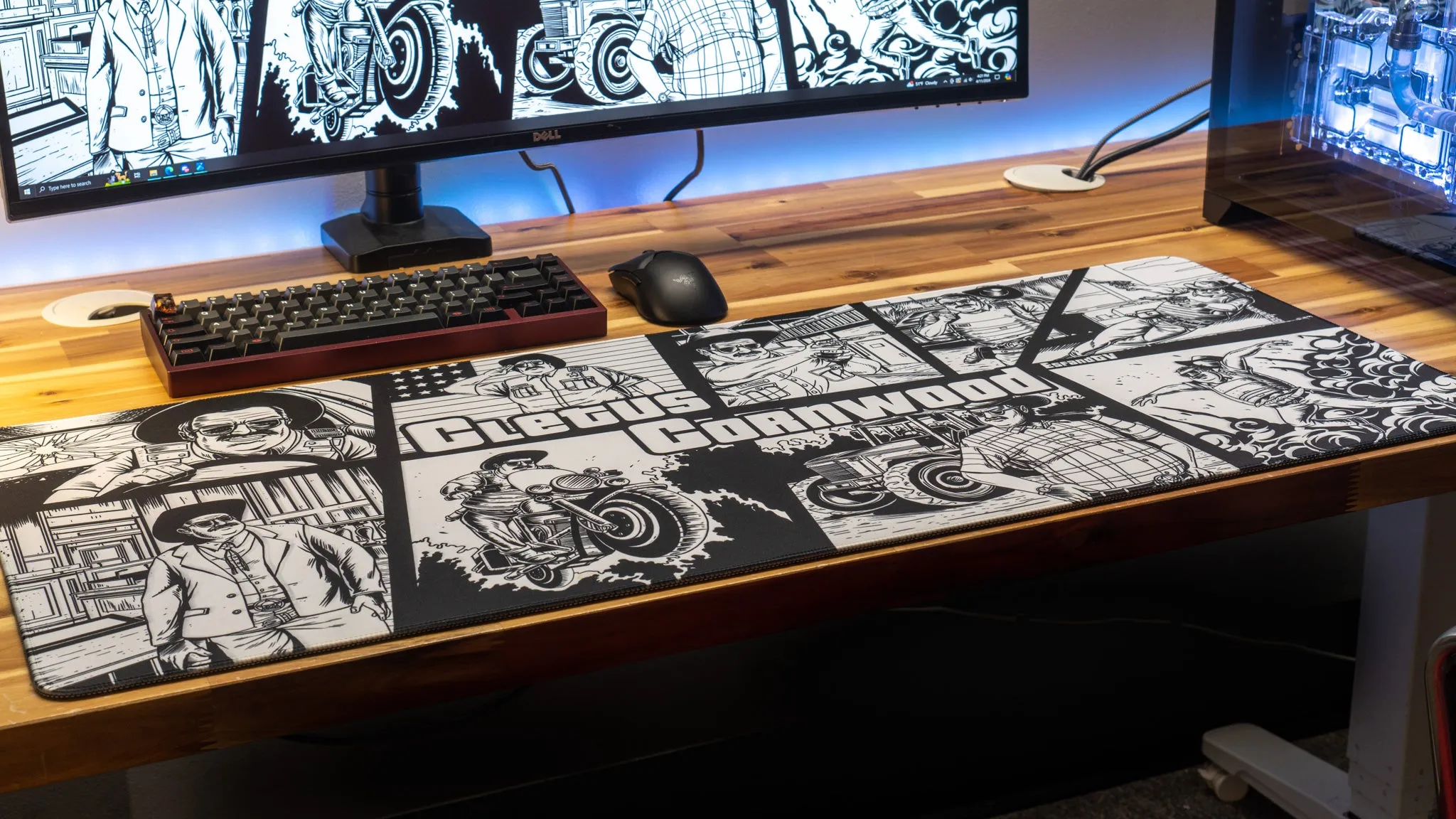 EsfandTV "Cletus Cornwood B&W" Limited Edition Content Creator Collaboration Gaming XL Gaming Mouse Pad