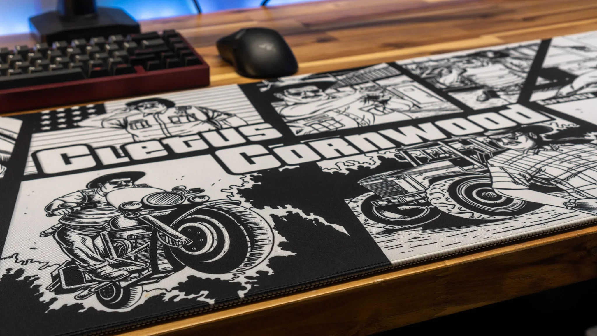 EsfandTV "Cletus Cornwood B&W" Limited Edition Content Creator Collaboration Gaming XL Gaming Mouse Pad