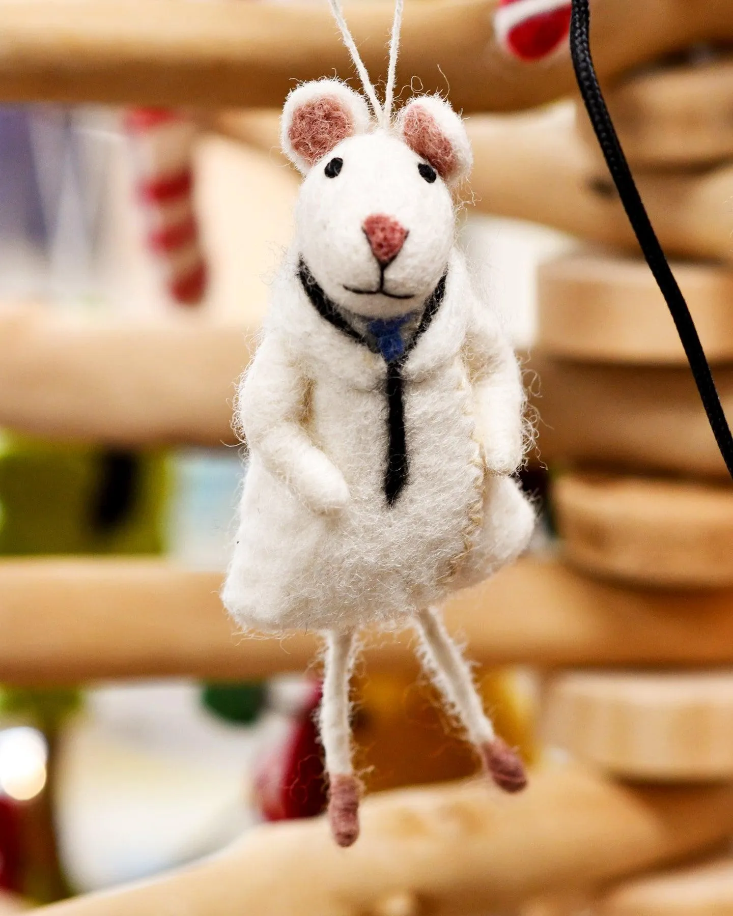 Felt White Mouse Doll Ornament