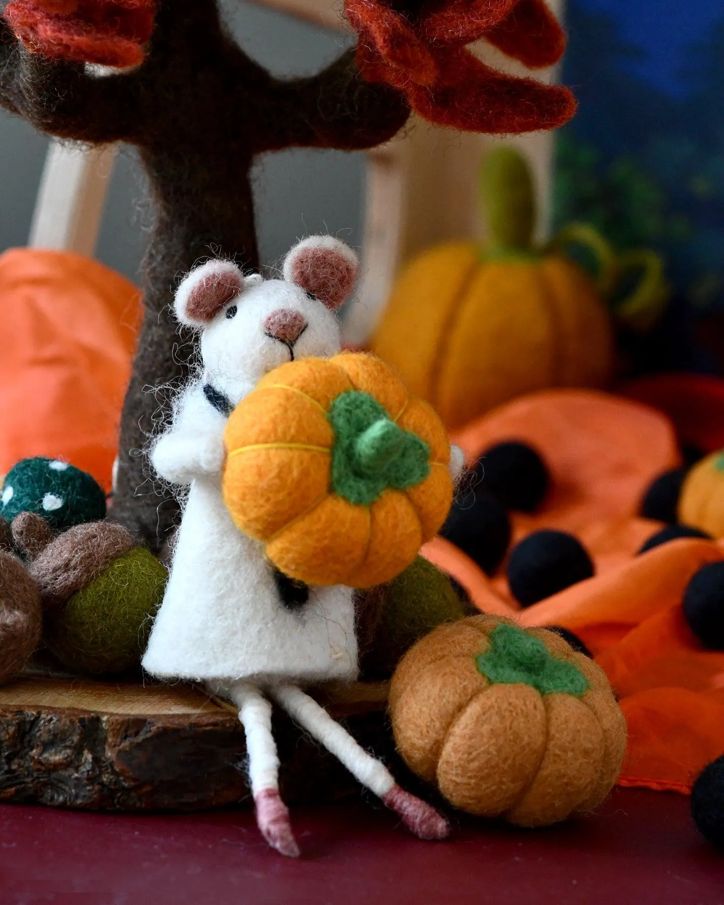 Felt White Mouse Doll Ornament