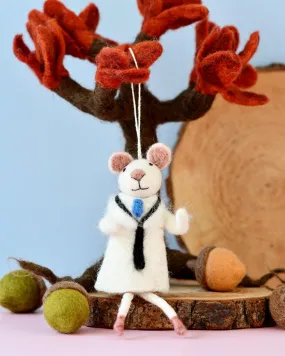 Felt White Mouse Doll Ornament