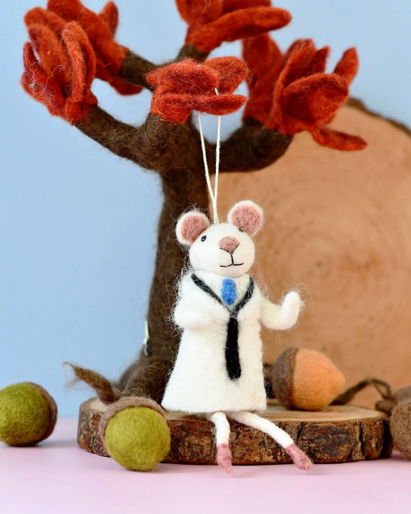 Felt White Mouse Doll Ornament