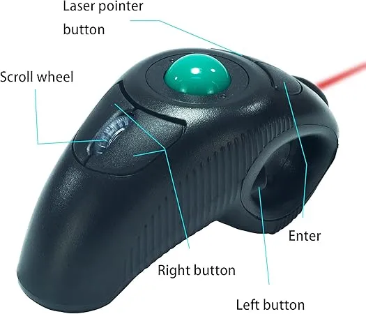 Finger Handheld Trackball Mouse with Laser Pointer S4947392