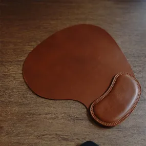 Full Grain Leather Wrist Rest Mouse Pad