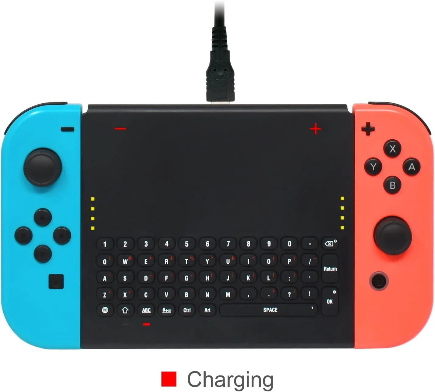 FYOUNG Wireless Keyboard Compatible with Nintendo Switch/Switch OLED, Wireless Gamepad Chatpad Message Keyboard for Switch, 2.4G USB Rechargable Handheld Remote Control Keyboard with a 2.4G Receiver